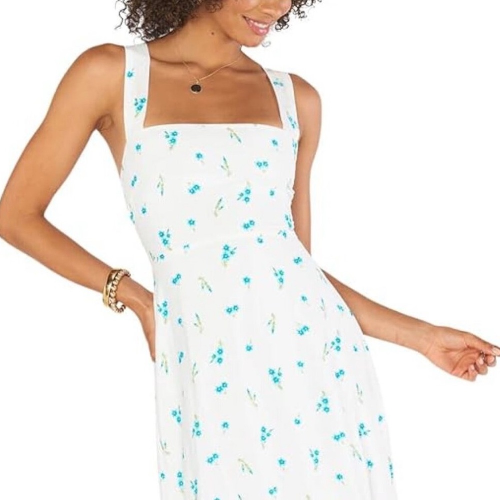 Show Me Your MuMu White and Blue Floral Midi Dress - Picture 3 of 5